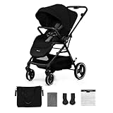 Kinderkraft YOXI Kinderwagen, buggy von Geburt bis 22 kg, Einfach Zusammenklappe, Undurchdringlichen Rädern, Wasserdichten, UPF50+, Korb bis zu 5 kg, Schwarz