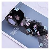 Organza-Geschenkband, Organzaband for Einpacken von Geschenken, 25 Yards (ca. 23 m), 3/4 Zoll (ca. 1,9 cm) breit, mit Blumenmuster, mehrfarbig, for Selbermachen(Black)