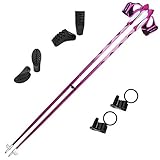 ALPIDEX Nordic Walking Stöcke Ultraleicht Fixlängenstöcke aus Carbon pink Verschiedene Längen inklusive Gummipuffer und Padhalter, Größe:125 cm, Farbe:Pink-Weiß