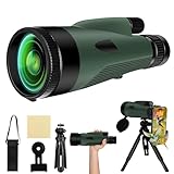 Monokular 60X80 Zoom Monokulare Teleskop Fernrohr Erwachsene mit Smartphone Halterung Stretchable Stativ Wasserdicht Monokulares Teleskop für Vogelbeobachtung Reisen Jagd Konzert Sport im Freien