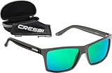 Cressi Unisex Premium Sport Sonnenbrille Polarisierte Linse 100Prozent UV-Schutz, Brillengestell Schwarz - Grün Linsen, Einheitsgröße