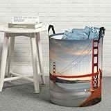 Wäschekorb, wasserdicht, mit Griffen, goldenes Tor, Brücke, Wäschekorb, faltbar, schmutzige Kleidung, Aufbewahrung, Spielzeug, Organisation für Badezimmer, Schlafzimmer, M