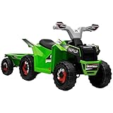 HOMCOM Kinder Quad Elektro 6V Kinderquad mit Vorwärts-, Rückwärtsfunktion, Anhänger 2,5 km/h Elektro-Quad für Kinder 1,5-3 Jahre Grün