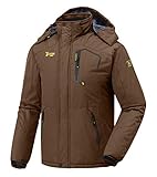 donhobo Herren wasserdichte Wanderjacke Regenjacken Outdoor Funktionsjacke mit Kapuze Windbreaker Full Zip Winddicht Mantel Jacke für Camping Ski Sports Freizeitjacke Braun XL