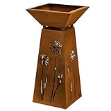 Rostikal Blumensäule Outdoor Metall - 72 cm - Pflanzsäule mit Schale Abnehmbar - Handgefertigte Edel-Rost Gartendeko - Wetterfeste Deko für Frühling, Garten, Wohnzimmer, Balkon