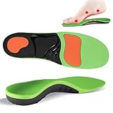 Orthopädische Einlegesohlen mit Hohe Fußstütze für Damen Herren, Komfort Schuheinlagen für Plantarfasziitis, Plattfüß, Verteilt Fußdruck, Atmungsaktive und Rutschfeste (Grün, L: 43-46 EU)