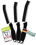 3er Set Hartborsten Ecken-Reinigungsbürste – stabile Kunststoff-/Edelstahl-Fugenbürste für Küche, Bad, Auto & mehr – Langer Griff, rostfrei, ideal für Enge Winkel & schwer erreichbare Stellen