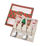 Holiday Charm Geschirrset aus 410 Edelstahl, Dessertlöffel geeignet für Weihnachtsfeiern und Familienessen