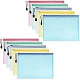 Gentpovth 10 Stück A4 Beutel mit Reißverschluss, wasserdicht, Kunststoffbeutel, Reißverschluss, Netzbeutel für Dokumente, tragbar, für Büro, Kosmetik, Lieferungen und Dokumente (5 Farben)