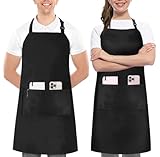 Utopia Kitchen 2 Stück Kochschürze für Damen und Herren Verstellbare Schürze mit 2 Taschen Öl- und Wassertropfenresistent für Küche Kochen Backen Café Garten BBQ, Schwarz