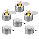 Ulmil 6 Stück Brennbehälter, Brennpastenbehälter, Fondue Brenneraus Edelstahl, Brennpaste für Warmhaltebehälter, Spiritusbrenner, Für Hot Pot, Dry Pot Cuisine, Buffet, Outdoor, Camping, Wandern