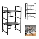 AutoBaBa Mikrowellen Regal Stehend Mikrowellenregal für Küche Organizer Mikrowellenständer Erweiterbares Küchenregal Arbeitsplatte Bäckerregal Mikrowellenhalter mit 6 Haken