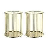 Stiftehalter Durchbrochen Runder Eisenkunst Schreibgerätehalter Multifunktionaler Schreibtisch Organisator Stiftköcher Organizer Make-up Pinselhalter, 8cm Durchmesser, 2 Stück (Gold)