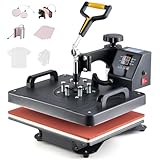 CREWORKS Transferpresse 38x30cm Heißpressmaschine 5-in-1 Wärmepressmaschine Hitzepresse 360 Grad Schwenkbar Tassenpresse und Kappenpresse, Tassen-, Hut-, Kappen- und T-Shirt-Druckmaschine für zu Hause