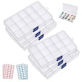 MIYUANGKJ 6 stk Plastik Sortierbox Transparent Sortimentskasten Sortierbox mit verstellbaren Trennwänden Sortierboxen für Kleinteile Perlen Schrauben Büromaterial mit 6 Bogen Etikettenaufklebern