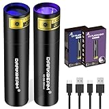 DARKBEAM UV Taschenlampe 365nm Schwarzlicht und 395nm Licht Aufladbar USB, Mini Ultraviolett LED Licht Woodsche Lampe, Schwarzlichttaschenlampen für Haustierurin, Uranglas, Aushärtungsharz,2 Stück