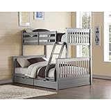 Schlafzimmermöbel-Bettrahmen, klassischer Plattform-Etagenbettgestell, Matratze, Fundament, kein Boxspringbett erforderlich, für Schlafsaal, Schlafzimmer (Eiche und Weiß, Doppelstockbett) (graues