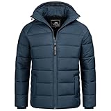 Arctic Seven Herren Winterjacke (S-3XL) - Wind- & Wasserabweisend, abnehmbare Kapuze, 4 Taschen, Steppjacke, Warme Jacke Männer - AS-420 (L, Navy)
