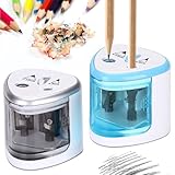 2 Stück Elektrischer Anspitzer, Elektrischer Anspitzer für Dicke und Dünne Stifte, Doppelloch Elektrischer Spitzer für 6-8mm und 9-12mm, Pencil Sharpener für Schulen, Haushalte, Büros, Klassenzimmer