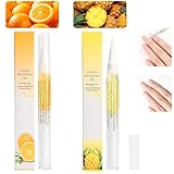 2 Stück Nagelhautölstifte für die Nagelpflege, Nagelhautrevitalisierungsölstift mit Weicher Bürste, Nagelhautöl zur Verhinderung von Nagelrissen und Trockenheit (Ananas und Orange Geschmack)