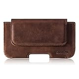 SURAZO Premium 100% Echtleder Gürteltasche für Apple iPhone 16 Pro Tasche Leder – Horizontale Handytasche Holster [Vollleder Handyhülle] [Gürtelschlaufe] Handy Gürtel Hülle Case Lederhülle Braun