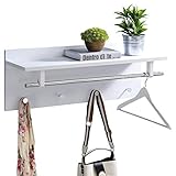 Wandgarderobe Garderobe ULF mit Kleiderhaken Hutablage Kleiderstange, in weiß