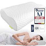 Gentle North Orthopädisches Nackenstützkissen - Kopfkissen auf hochwertigem Memory Foam (höhenverstellbar) - Ergonomisches Nackenkissen als Anti-Schnarch-Kissen - Waschbar 40°C