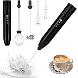 Hixava Milchaufschäumer Stab USB Wiederaufladbar ​Milchschäumer 3-Gang Elektrischer Schneebesen für Kaffee Latte Cappuccino Eier Schlagen