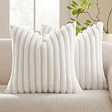 MIULEE Plüsch Kissenbezug Kissenbezüge Kunstpelz Weich Moderne Sofakissen Dekokissen Glatter Reißverschluss Waschbar Deko Kissenhülle für Wohnzimmer Sofa 2er Set 40x40 cm Reines Weiß