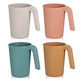 Hejo 4er Set Becher, Trinkbecher, Plastikbecher Mehrweg, Wiederverwendbare Tasse mit Griff, Kinderbecher, Kaffeetassen aus PP, Campingbecher für Kinder Erwachsene (4 Farben)