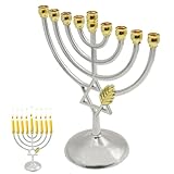 Chanukka 9 Zweige Vintage Kerzenständer Kerzenhalter Jüdischer Kerzenhalter Kerze, Chanukka Silberton Kerzenhalter, abgerundete Zweige Kerzenständer Zeremonie Kerzenlicht