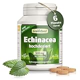 Echinacea, hochdosiert, 500mg - 180 Tabletten, vegan. Pflanzlicher Begleiter in der Grippezeit. Reines Naturprodukt. OHNE künstliche Zusätze - laborgeprüft. Von Greenfood.