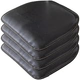 Cunlvyyds 4-teiliges Leder-Sitzkissen, 16 x 17 Zoll, rutschfeste, weiche Esszimmerstuhlkissen, wasserdichtes, schmutzabweisendes Stuhlsitzkissen in Schwarz, Esszimmerstuhlkissen