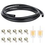 Benzinschlauch Set,2 Meter Kraftstoffleitung Ø 5mm mit 2 Stück Benzinfilter und 10 Stück Schlauchschellen für PKW Auto Motorrad Rasenmäher Roller