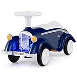 COSTWAY Rutschauto, klassisches Rutschfahrzeug mit Lenkrad & Hupe & LED-Scheinwerfer, Kinderfahrzeug mit Stauraum unter Sitz, Retro Rutscher Auto für Kinder ab 1 Jahr (Marineblau)