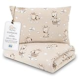 Kinder Bettdecke ohne Bezug 90x120 cm - Baumwolle Baby Decke und Kissen Set Kinderdecke 90 x 120 und Kopfkissen 60 x 40 - Bettdecken Kinderbettdecke für Babybett Giraffen