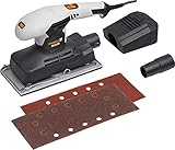 Meister Schwingschleifer 280 W, MFS280 - Drehzahl-Vorwahl - Stufenlos einstellbare Schwingfrequenz - Klemmbefestigung & Staubabsaugung - Inkl. Staubfangbox / Rutscher mit Schleifblätter / 5456190