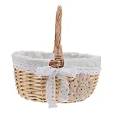 Garneck Aufbewahrungskorb Aus Rattan Blumenpflückkorb Pflanzenkorb Blumenkorb Gärtner Erntekorb Filigraner Picknickkorb Obstpflückkorb Gewobener Korb Handgeflochtener Blumenkorb Beige