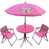 SAYEYBU Kinder-Picknicktisch, Kinder-Gartentisch Mit 2 KlappstüHlen, HöHenverstellbarer Sonnenschirm, Tragbare Kinder-GartenmöBel, FüR Terrasse, Garten Und Hinterhof,01