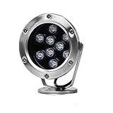 Unterwasser Poolbeleuchtung, 9w IP68 LED Gartenbeleuchtung Edelstahl Teichbeleuchtung 360° Einstellbarer Winkel (Color : Yellow Light, Size : 110-230V)