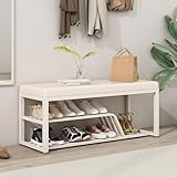 Schuhbank für den Eingangsbereich, mit gepolstertem Sitz und Stauraum, perfekt für Haustür, Schlafzimmer, Wohnzimmer, Schrank, Foyer, Flur (60 cm)