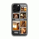 Transparente Schutzhülle für iPhone 16, 15, 14, 13, 12, 11, XR, XS, X, 8, 7 Plus, Mini Pro Max, individuelle 6 Bilder mit Namensdruck
