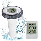 Abeden Pool-Thermometer, schwimmende leicht zu lesen mit Indoor-Temperatur Luftfeuchtigkeit Monitor, Wireless Digital Pool Thermometer IP67 wasserdicht für Schwimmbäder, Badewannen, Fischbecken, Teich