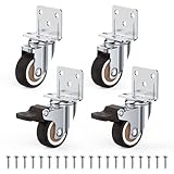 HOLKIE 32 mm Möbelrollen mit Dicker L-Montageplatte Schwerlastrollen Können 45 KG Tragen Rollen für Möbel mit 2 Bremse und 2 ohne Ideale Lenkrollen für Blumenständer,Babybay,Couchtisch (4er-Set)