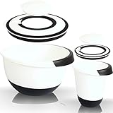 2er SET Rührschüsseln 5L + 1,5 L mit Deckel Stoppboden antirutsch aus Kunststoff spülmaschinenfest Teig Back - Schüssel (SET 1,5L + 5L (2er))