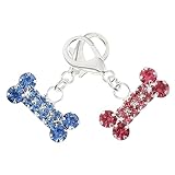 DEARMAMY 2 Stücke Anhänger Hund Haustier Kragen Glocke Perlendekor Balsam Strass Halsband Futterspender Reize Halsband Zubehör Doppelt Verschlüsse Schmuckstücke Blue Strasssteine