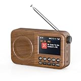 Arafuna DAB Radio, DAB Plus Radio mit 2,4' Farbdisplay, FM Radio mit Bluetooth, Küchenradio mit 60 Voreinstellungen, wiederaufladbar, Dual Wecker, Schlaf-Timer, MicroSD/TF/AUX Anschluss