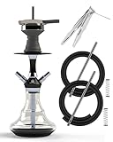 NOBLE HOOKAH Shisha Set Klein Shisha Mini Shisha to go mit Hochwertigem Zubehör - mundgeblasene Flasche 2 Schlauch