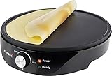 Korona 41055 Crêpesmaker 1200 Watt max. Durchmesser ca. 30 cm einfach zu reinigen dank Antihaft-Beschichtung inkl. Teigverteiler schwarz