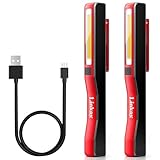 Linkax LED Arbeitsleuchte Werkstattlampe 2 Stück, Taschenlampe LED Aufladbar, COB Handlampe mit Magnet Clip für Auto Reparatur Notfall Garage Werkzeug Werkstatt Zubehör, Papa Kinder Männer Geschenk
